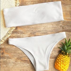 white bandeau bikini